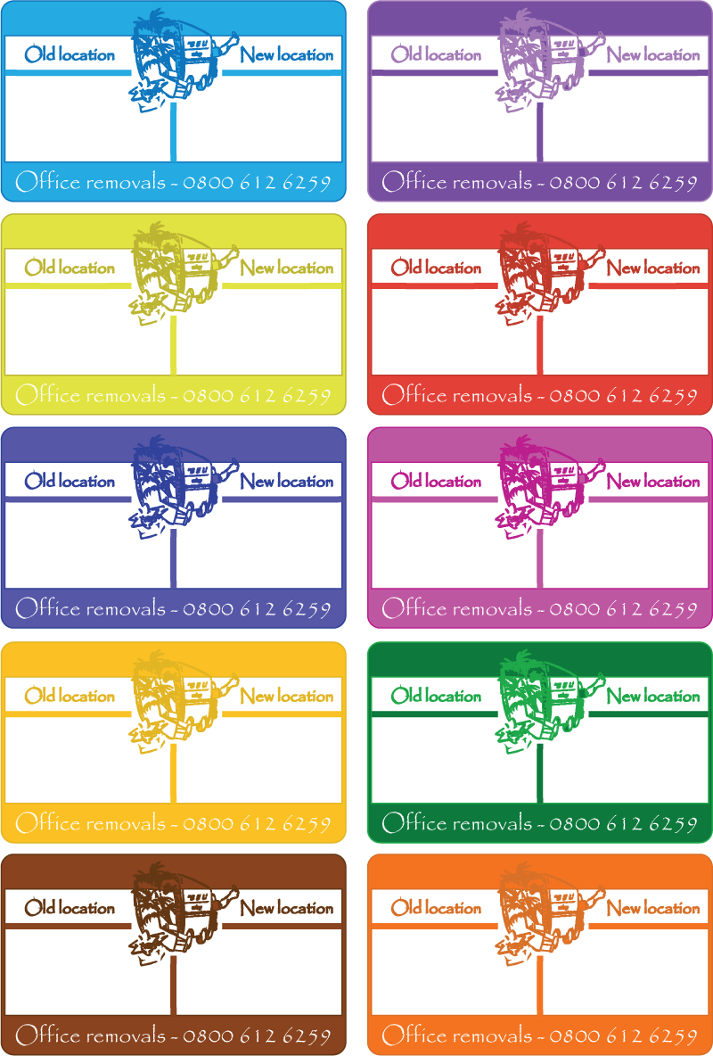 Coloured labels for moving